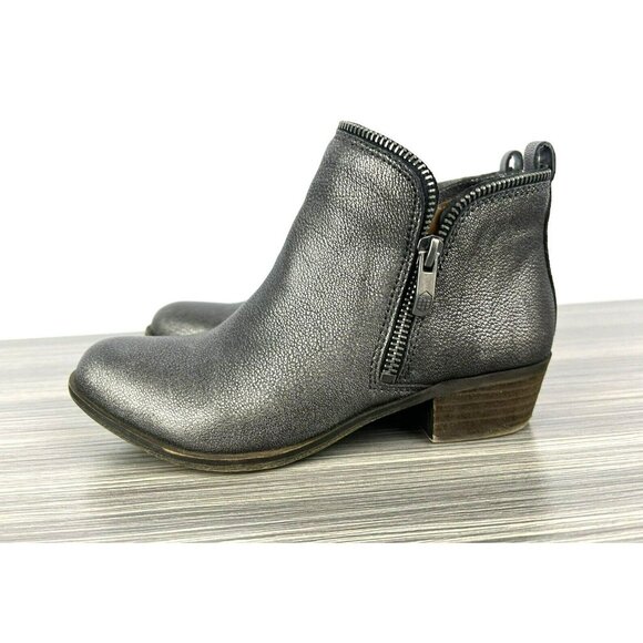 Vince Camuto Women Bootie Size 6 Bristin Low Heel Leather Bootie Exposed Zipper - Picture 6 of 10